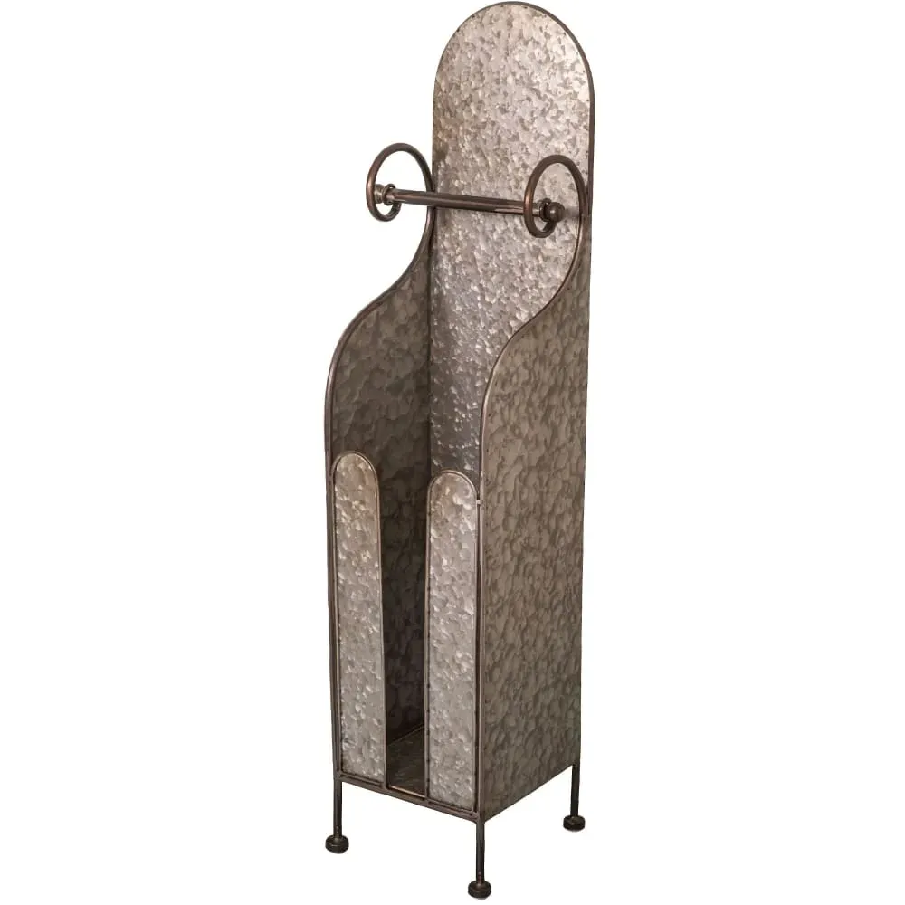 Dérouleur papier WC avec réserve rouleaux en zinc 21x17.5x80.5cm