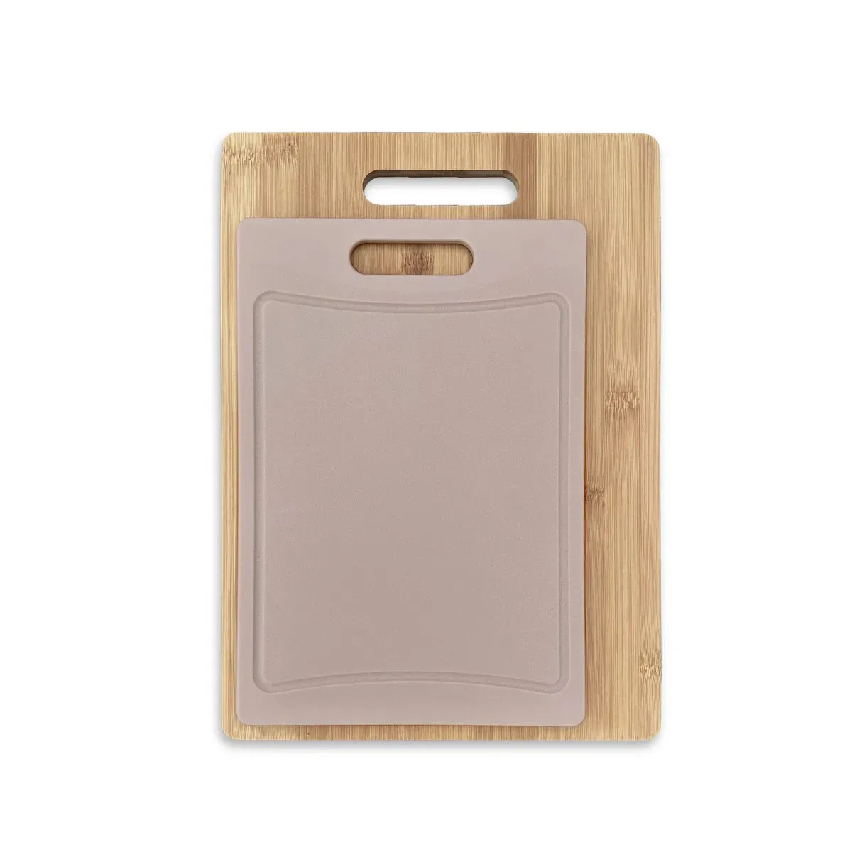 Lot de 2 planches à découper en bois et silicone  29x20cm