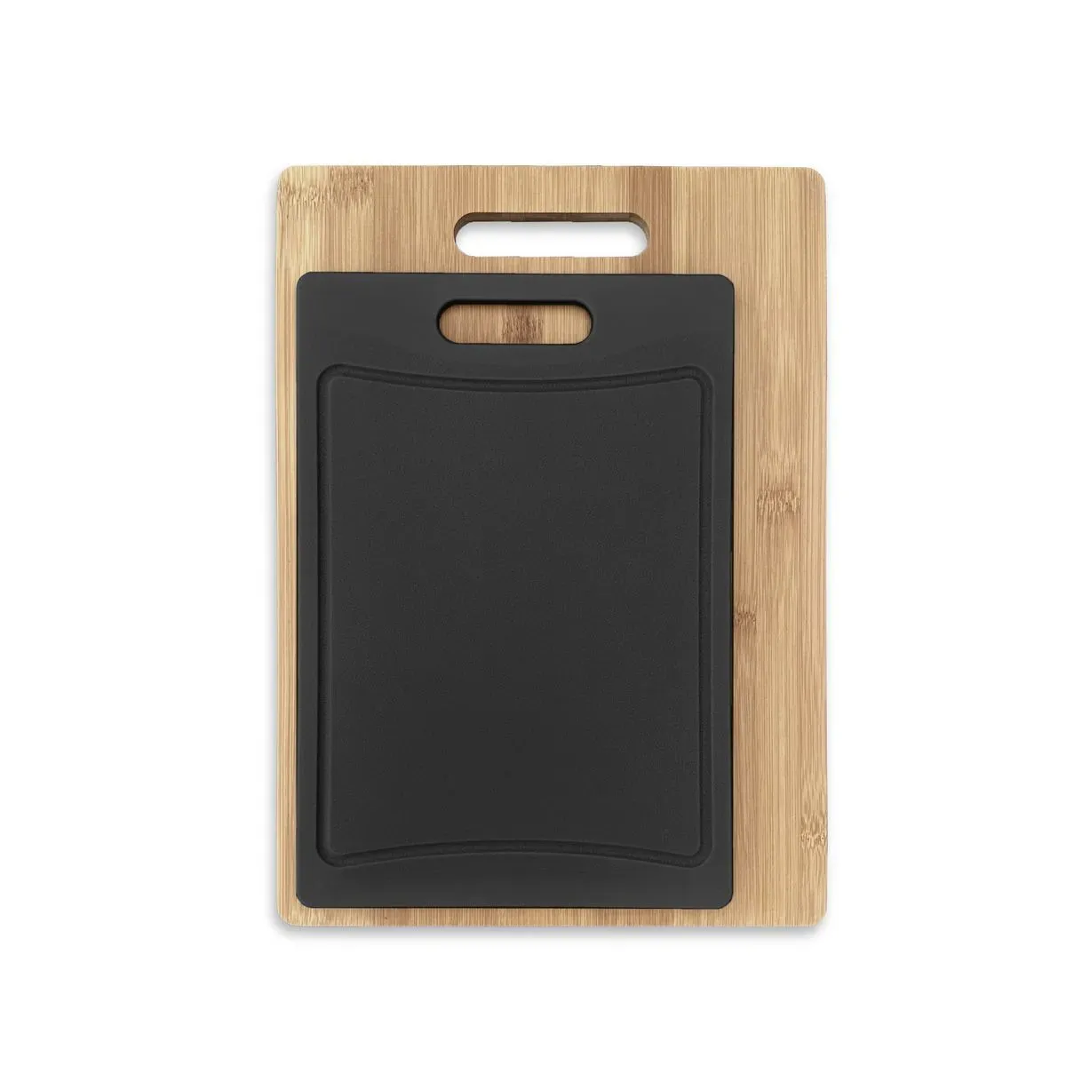 Lot de 2 planches à découper en bois et silicone  29x20cm