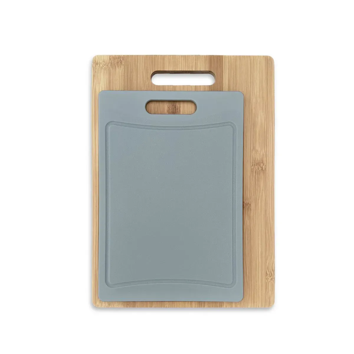 Lot de 2 planches à découper en bois et silicone  29x20cm