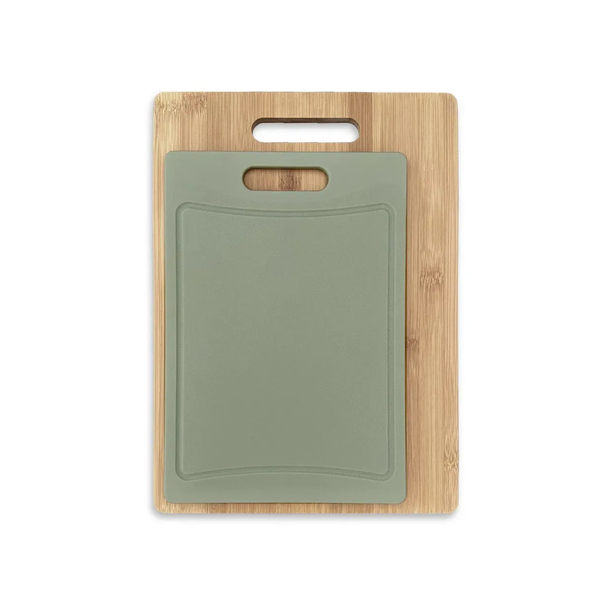 Lot de 2 planches à découper en bois et silicone  29x20cm