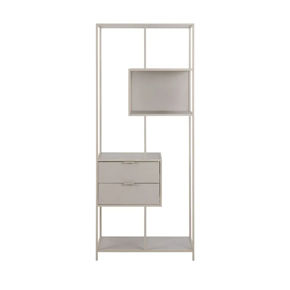 Étagère 2 tiroirs en métal H185cm - Beige