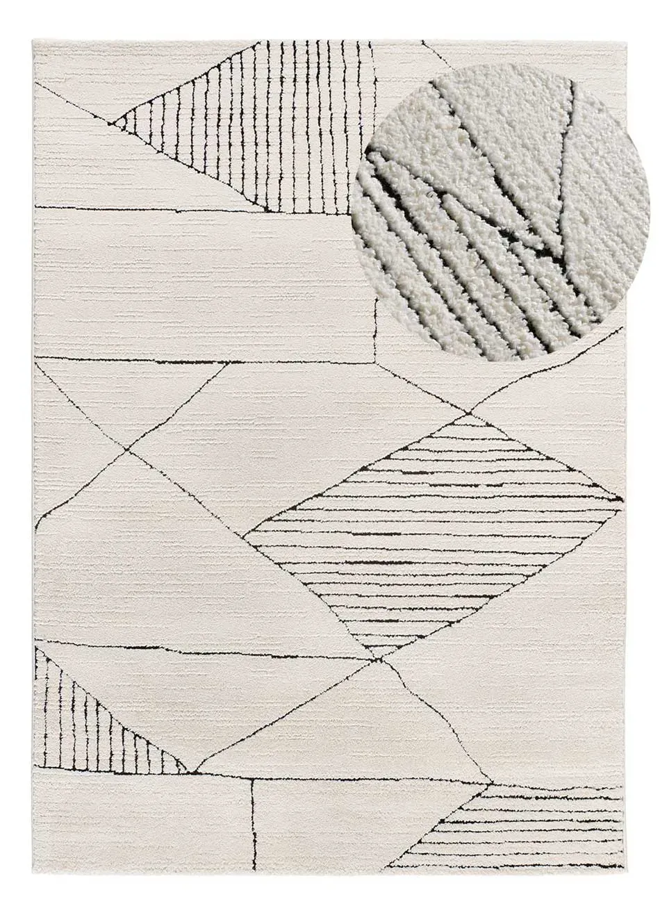 Tapis à relief ethnique blanc/noir 80x150 cm