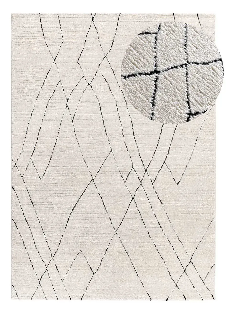 Tapis à relief berbère blanc/noir 120x170 cm