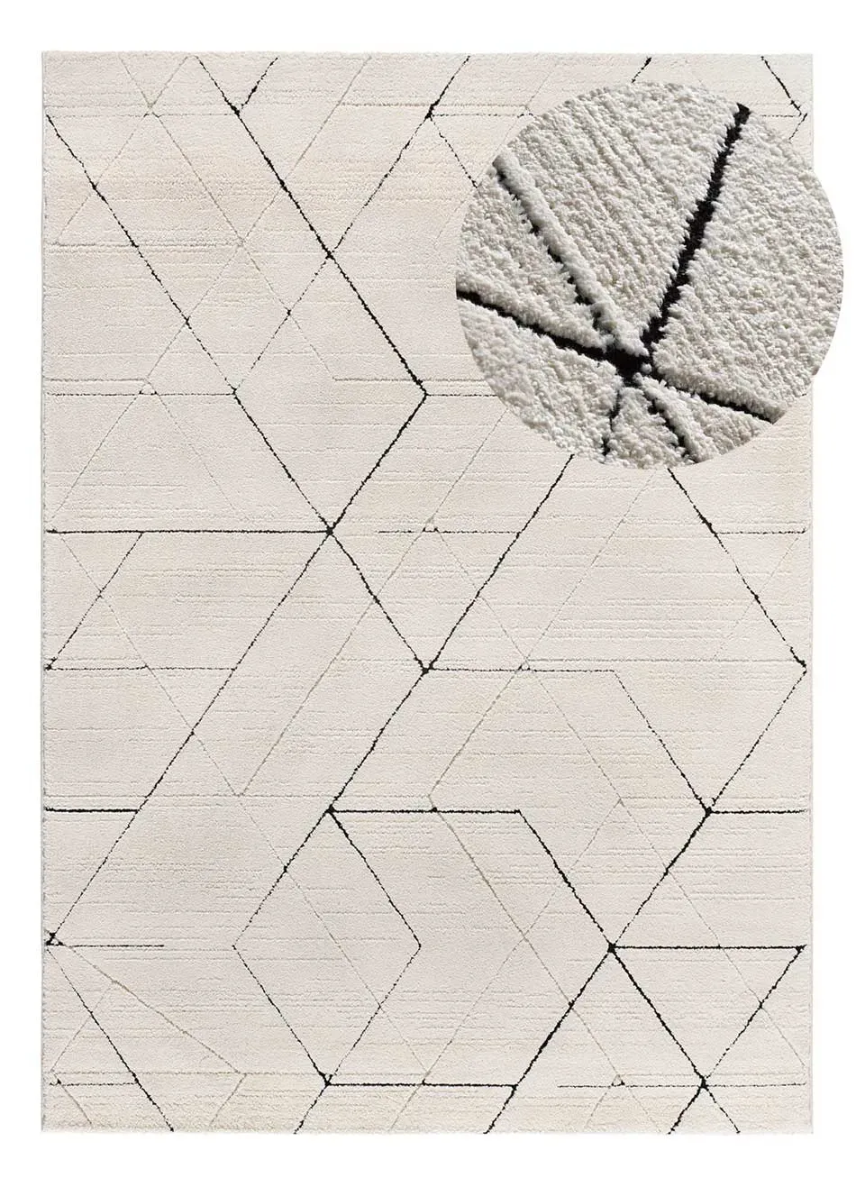 Tapis à relief géométrique blanc/noir 80x150 cm