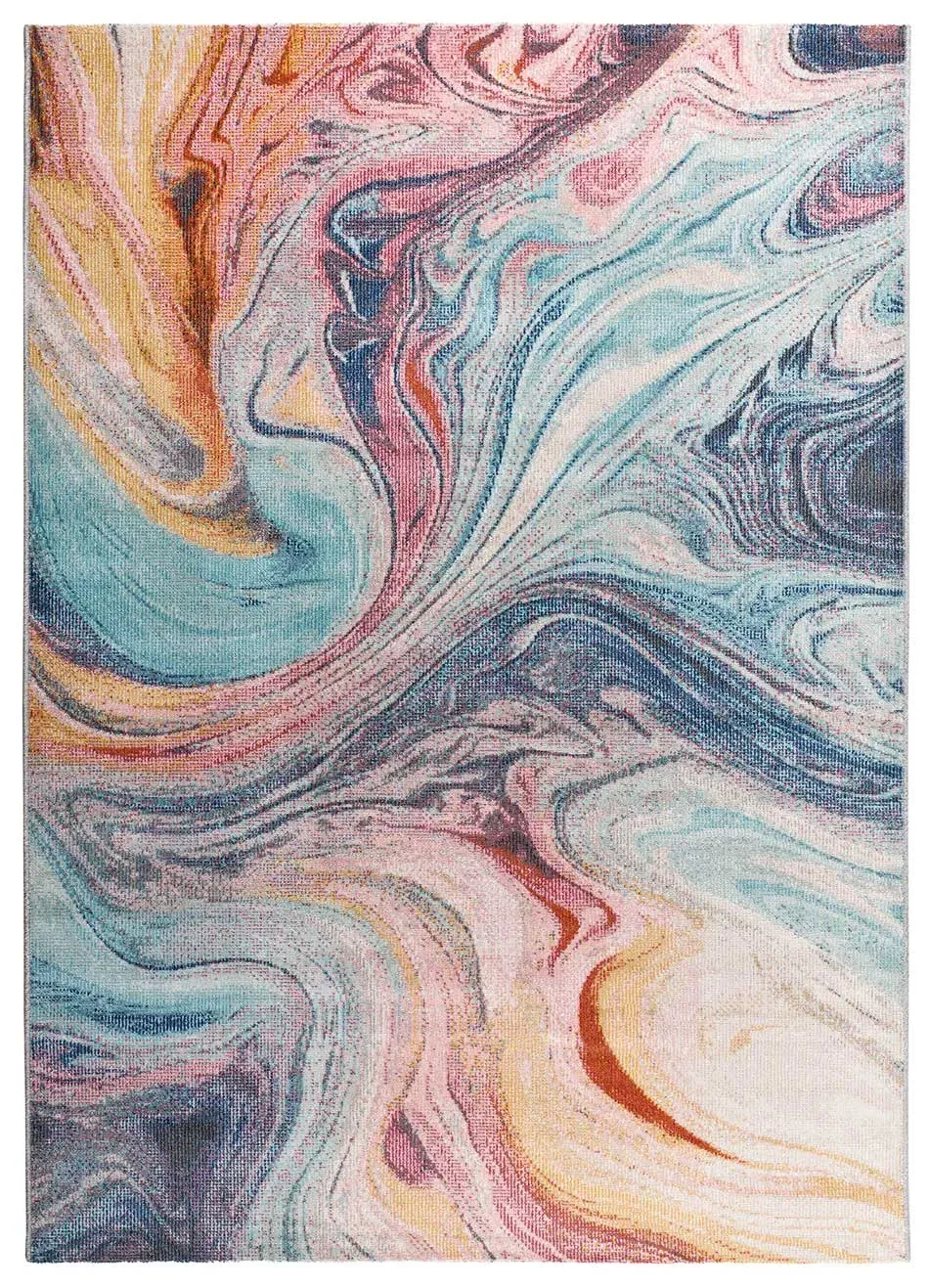 Tapis d'extérieur abstrait bleu/rose/rouille 120x170 cm