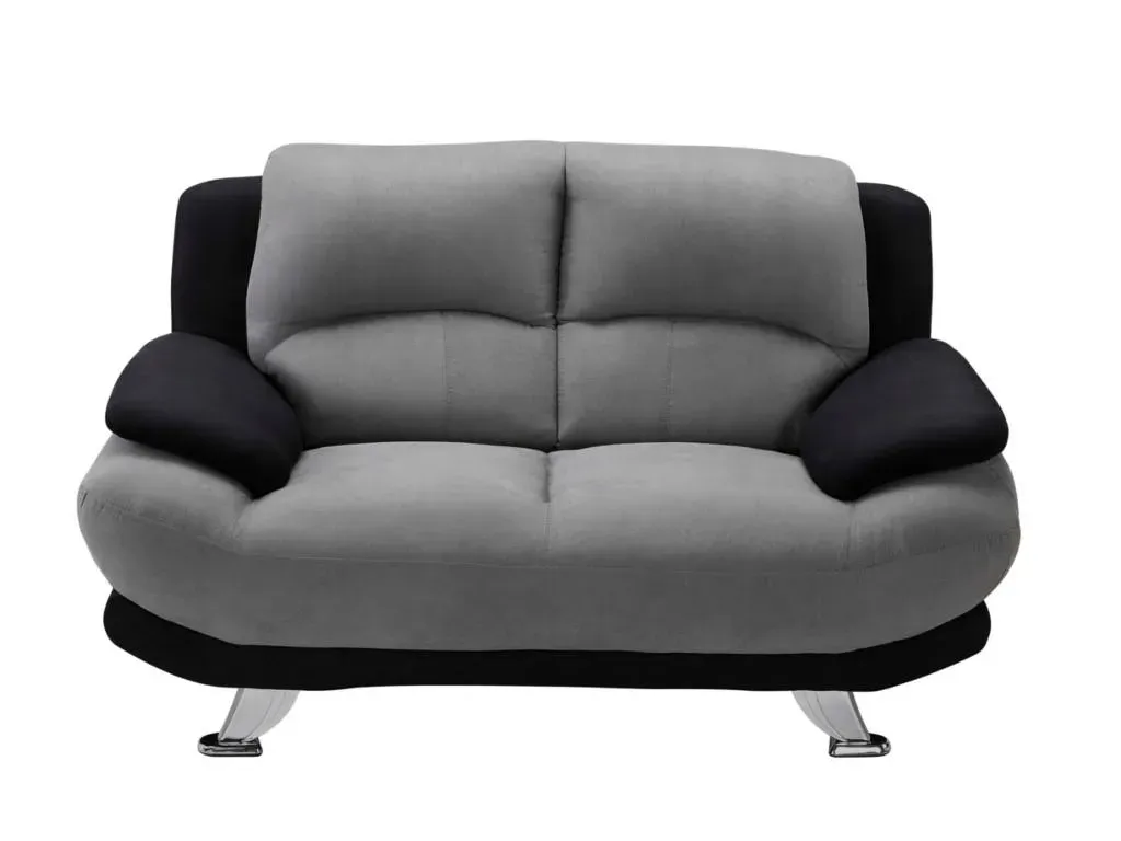 Canapé fixe microfibre 2 places noir, gris