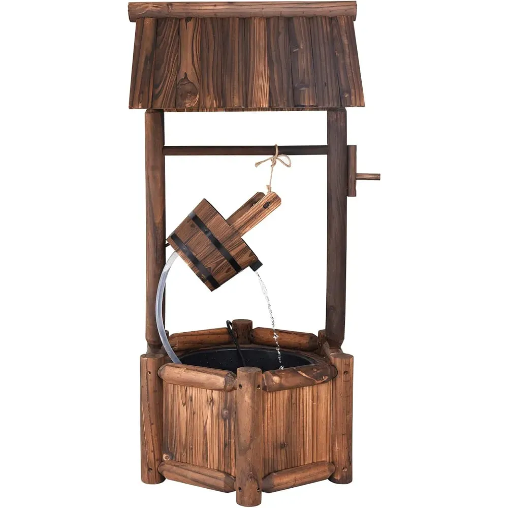 Fontaine de jardin décorative en sapin brun 58,5 x 51 x 117 cm