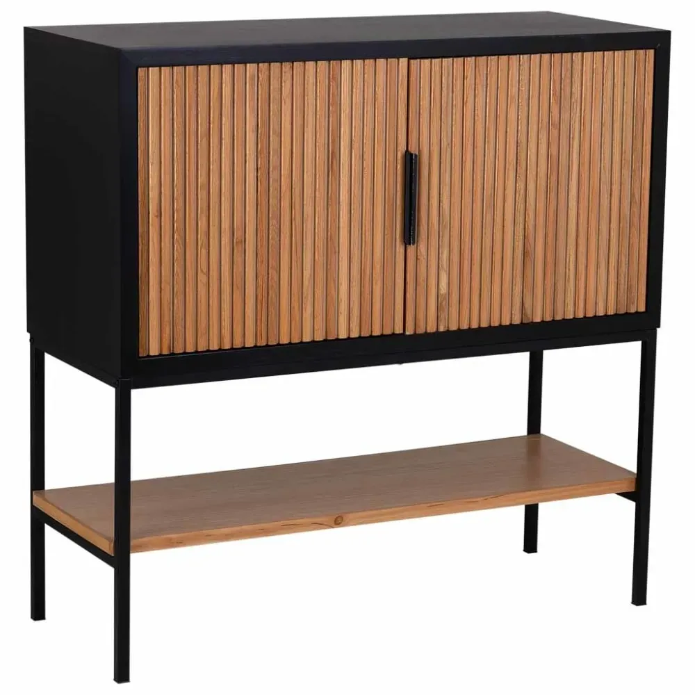 Buffet 2 portes bois et métal 100x40x100h cm