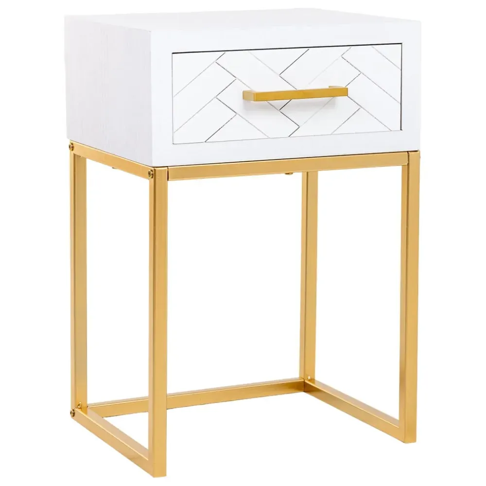 Table de nuit 1 tiroir en bois et métal 40x36x60h cm