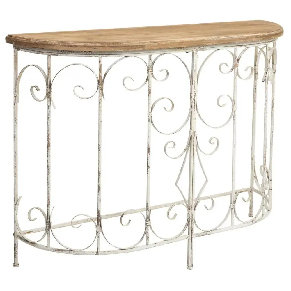 Console en bois et métal finition vieillie 109x35x81