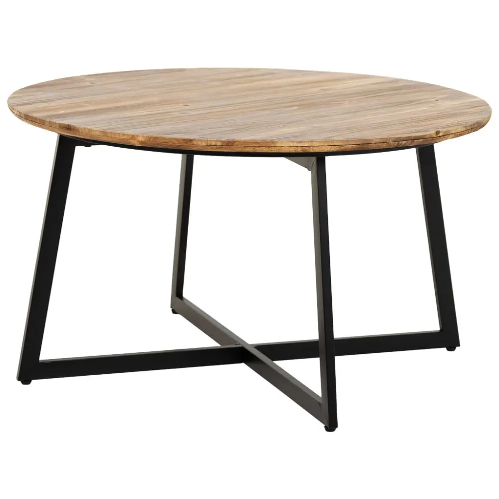 Table basse en métal et bois ronde 80x80x45h cm