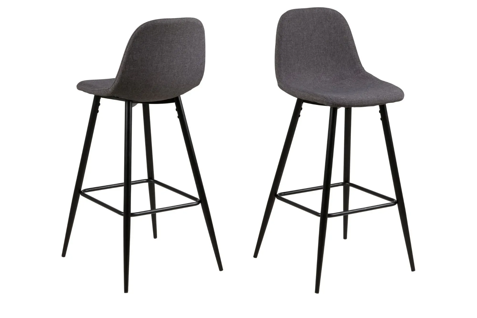 Lot de 2 tabourets de bar en tissu piétement métal noir anthracite