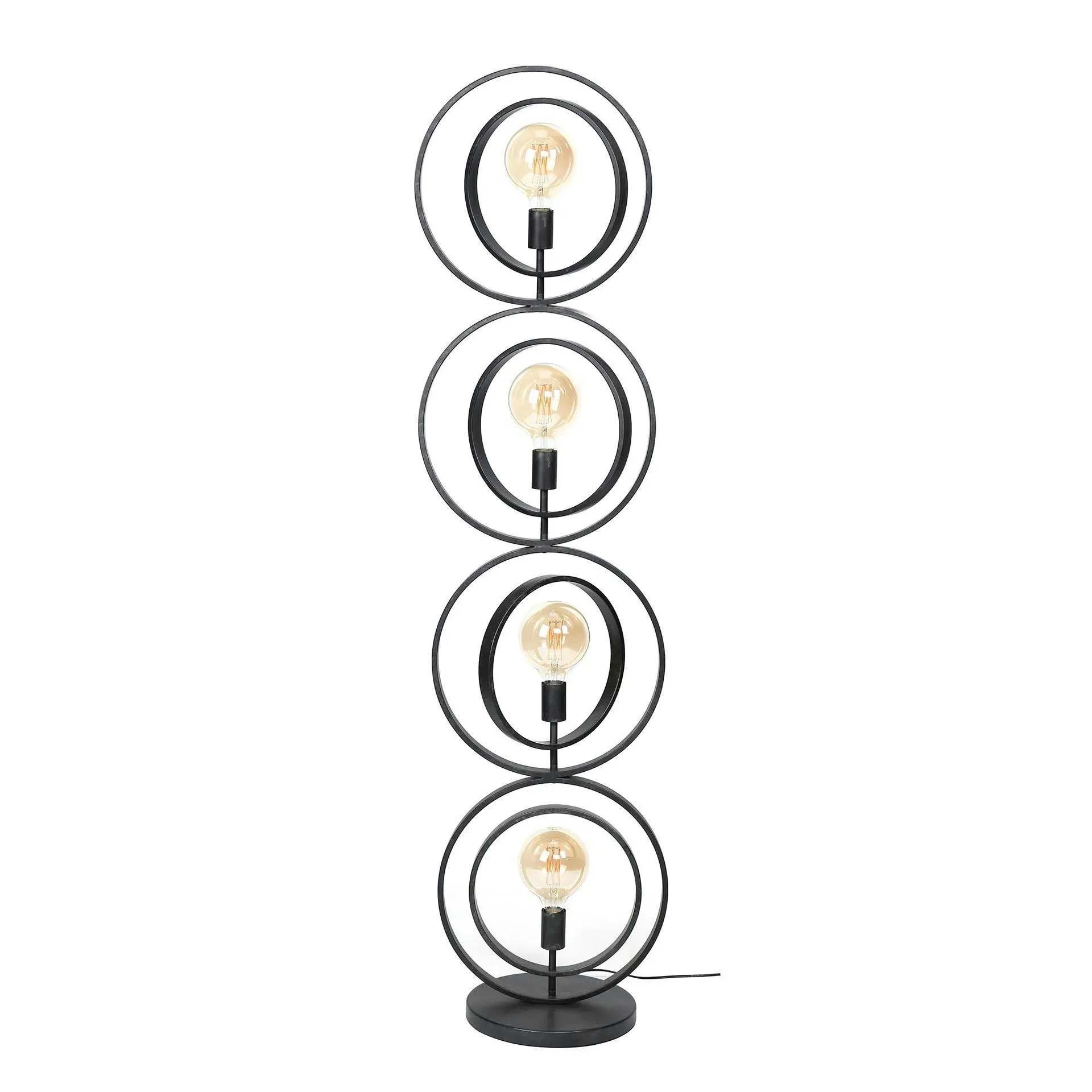 Lampadaire style industriel anneaux en métal 4 lampes H163 cm