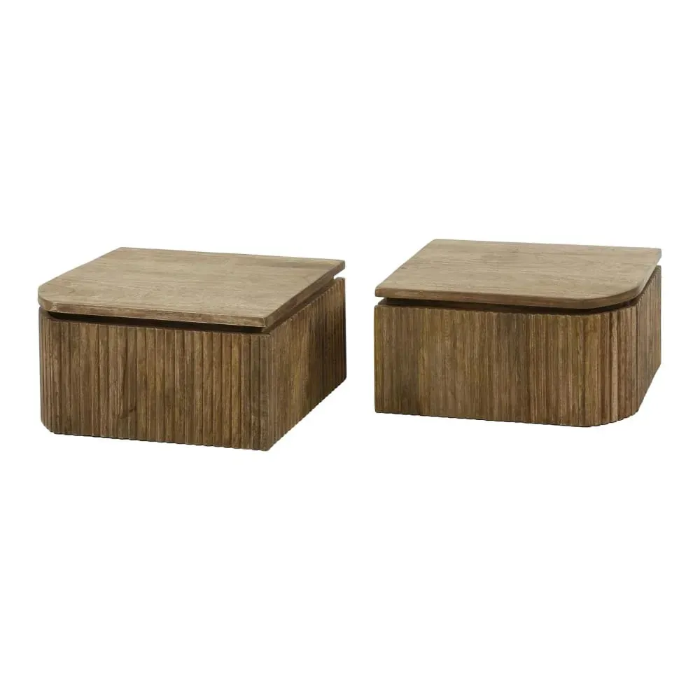 Lot de 2 tables de nuit murales avec tiroir baguettes en bois