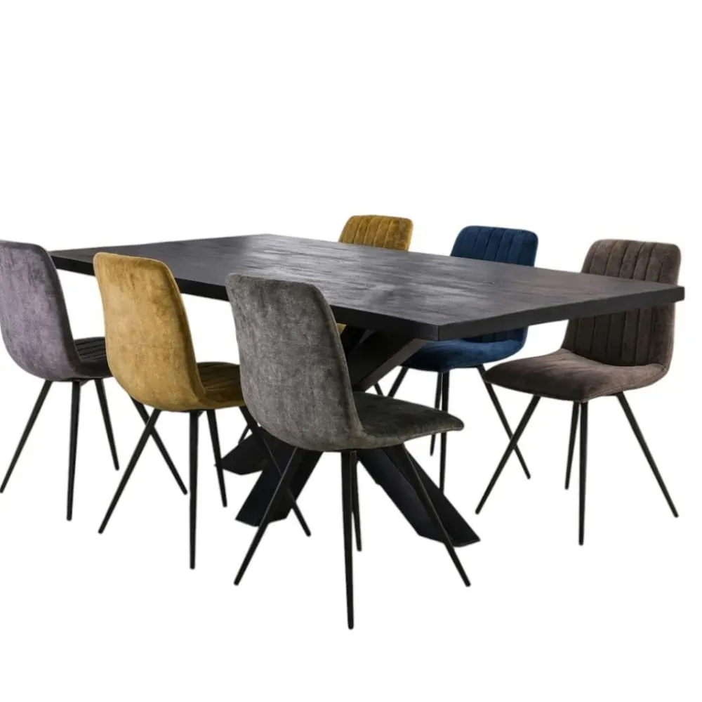 Table à manger en manguier massif noir pied mikado L200cm