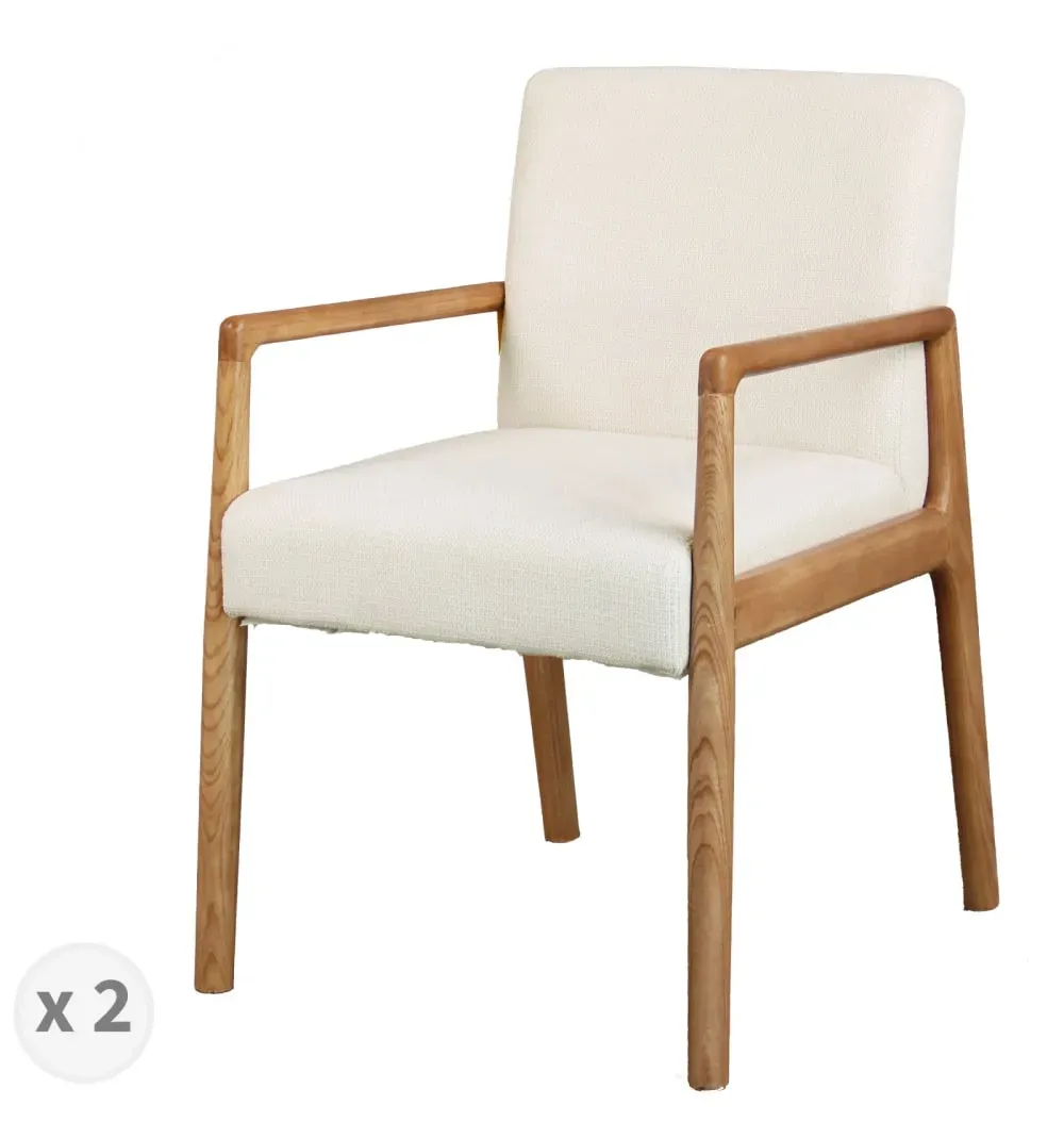 Fauteuil de table, tisssu SoftCellar Ecru et Frêne naturel (x2)