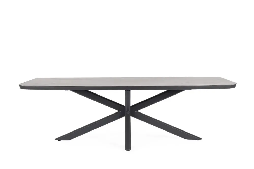 Table de jardin en pierre et métal L240 10 places anthracite