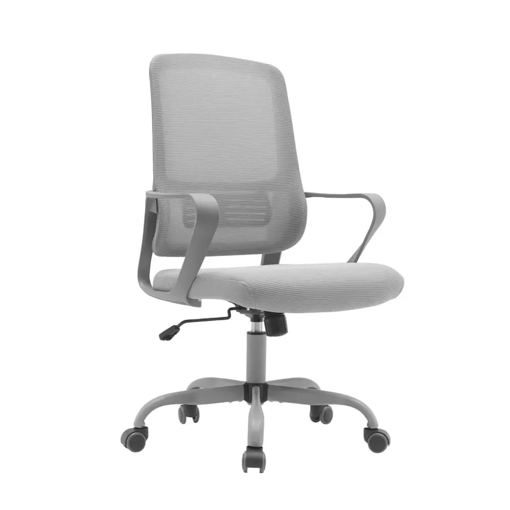 Chaise de bureau réglable en hauteur tissu et maille gris 109x59x56 cm