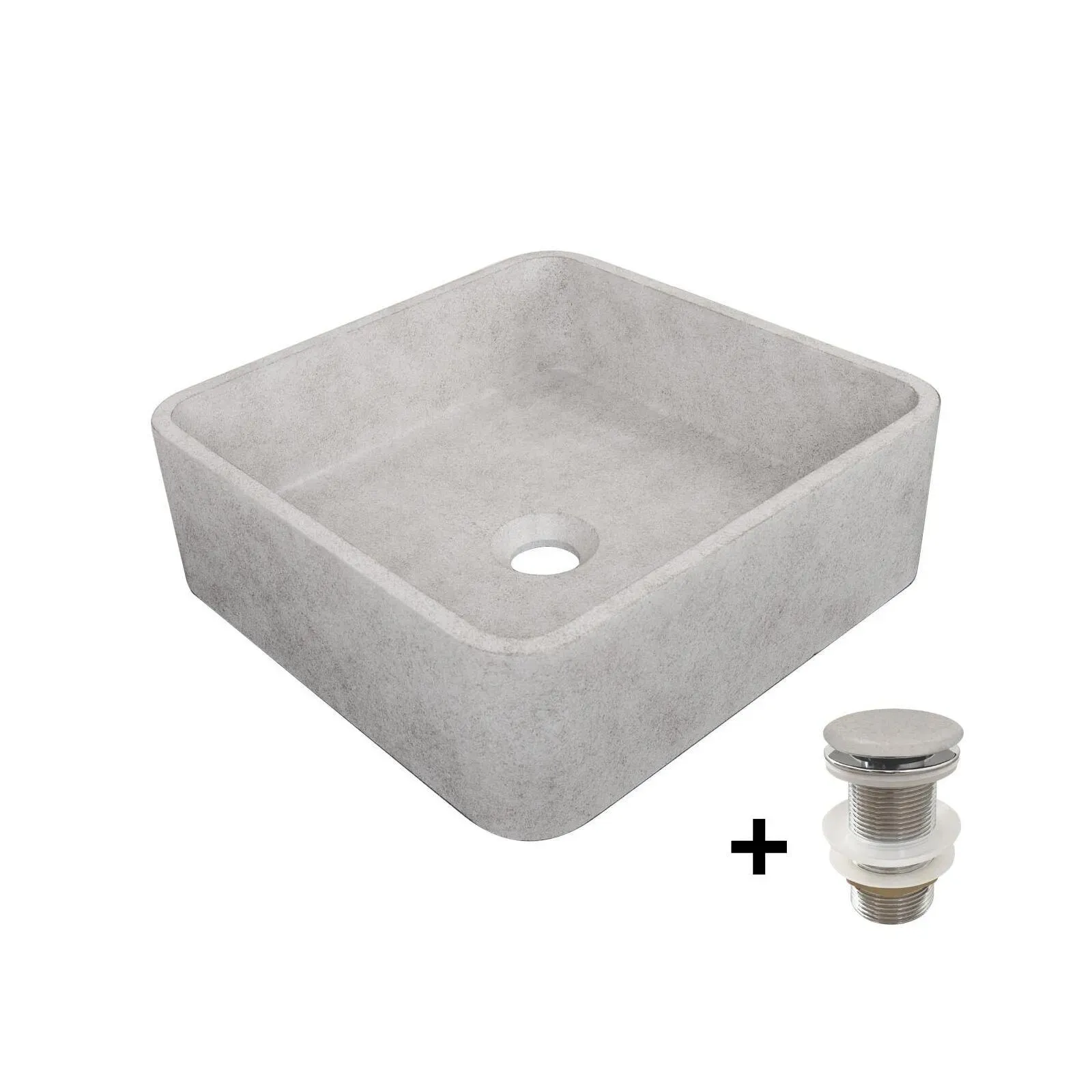 Vasque à poser carrée 36x36cm  + bonde JAMES