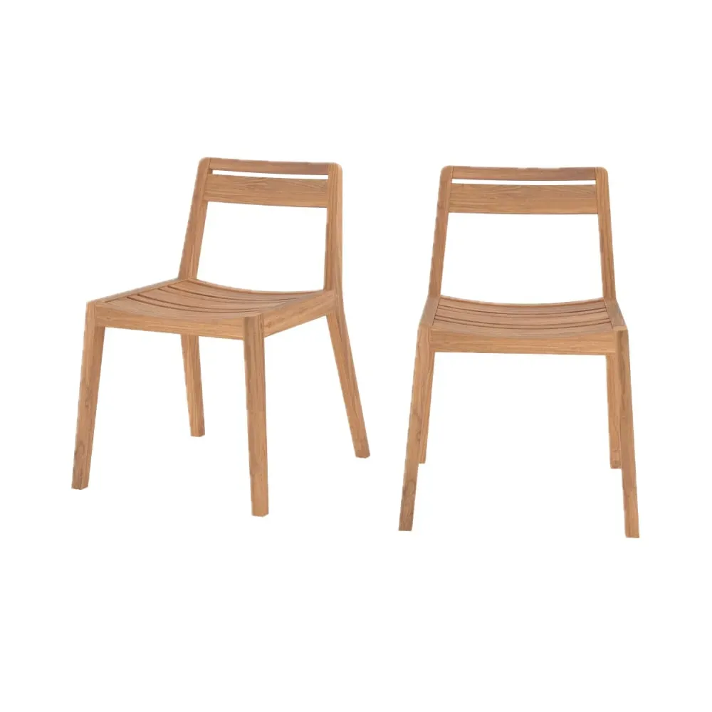Lot de 2 chaises de jardin en bois de teck recyclé