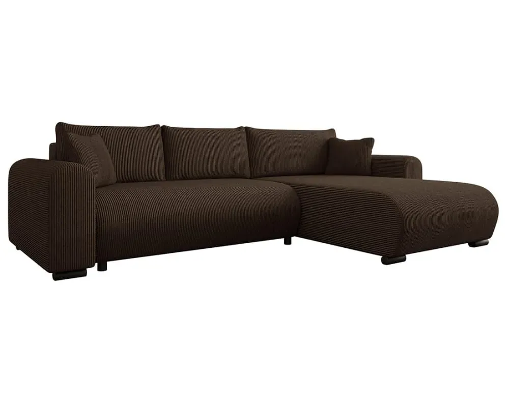 Canapé d'angle réversible convertible 4 places en velours côtelé