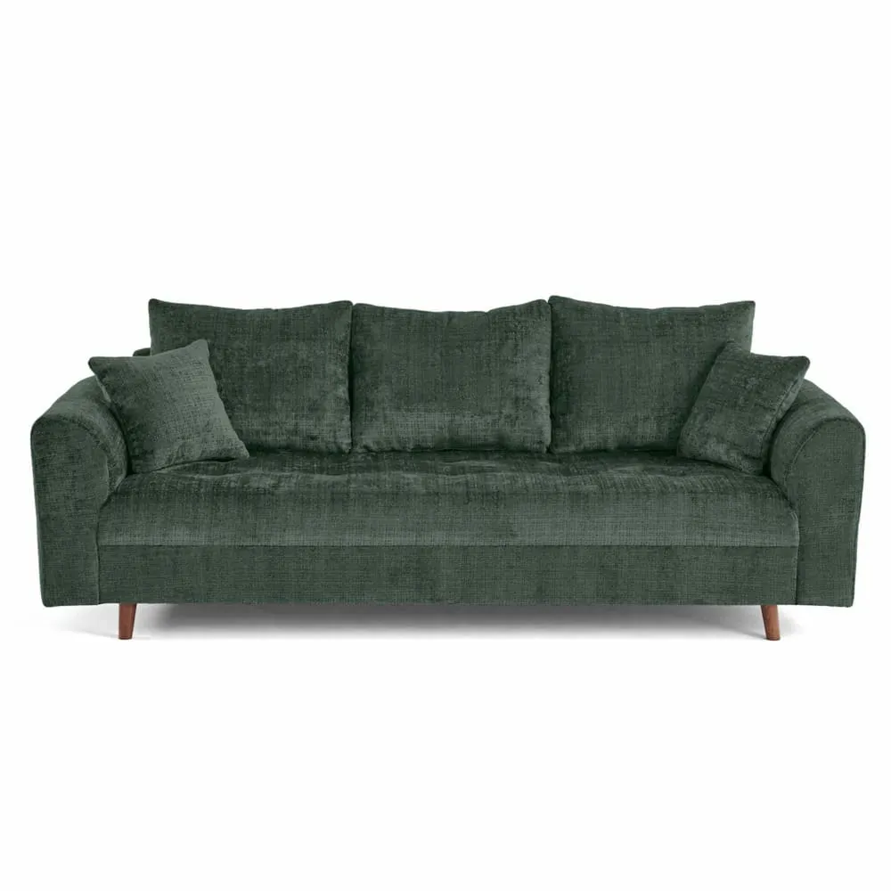 Canapé 3 places en velours texturé vert