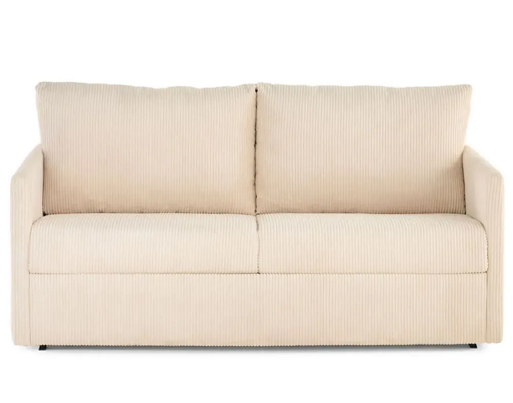 Canapé droit convertible 3 places en velours côtelé beige