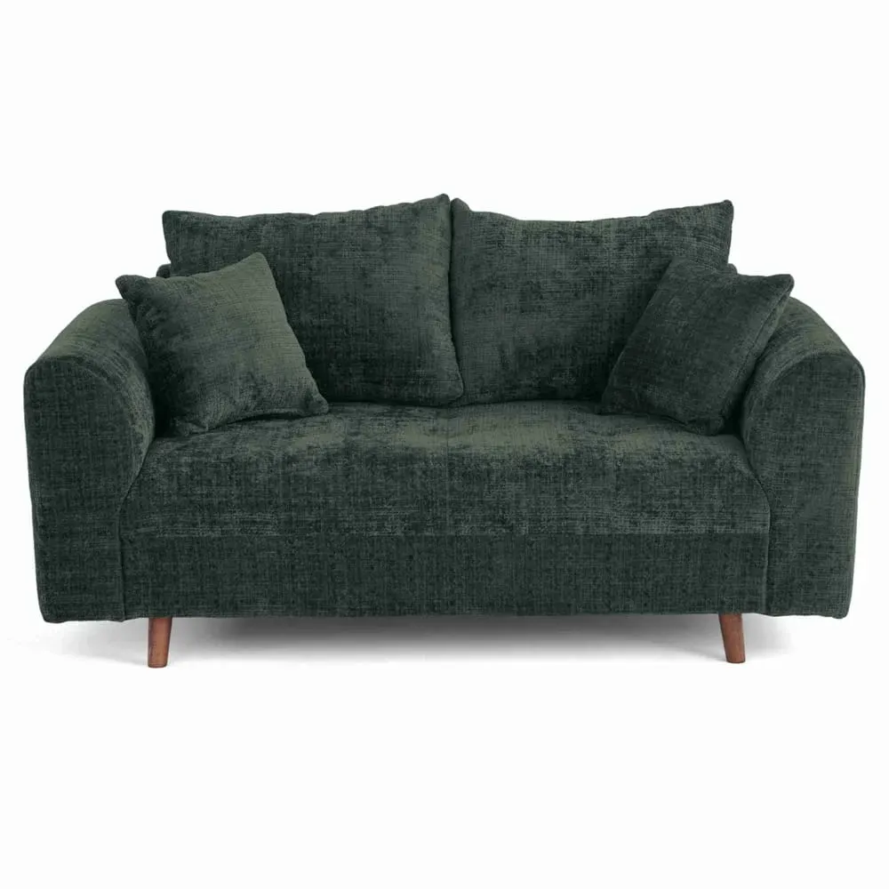 Canapé 2 places en velours texturé vert