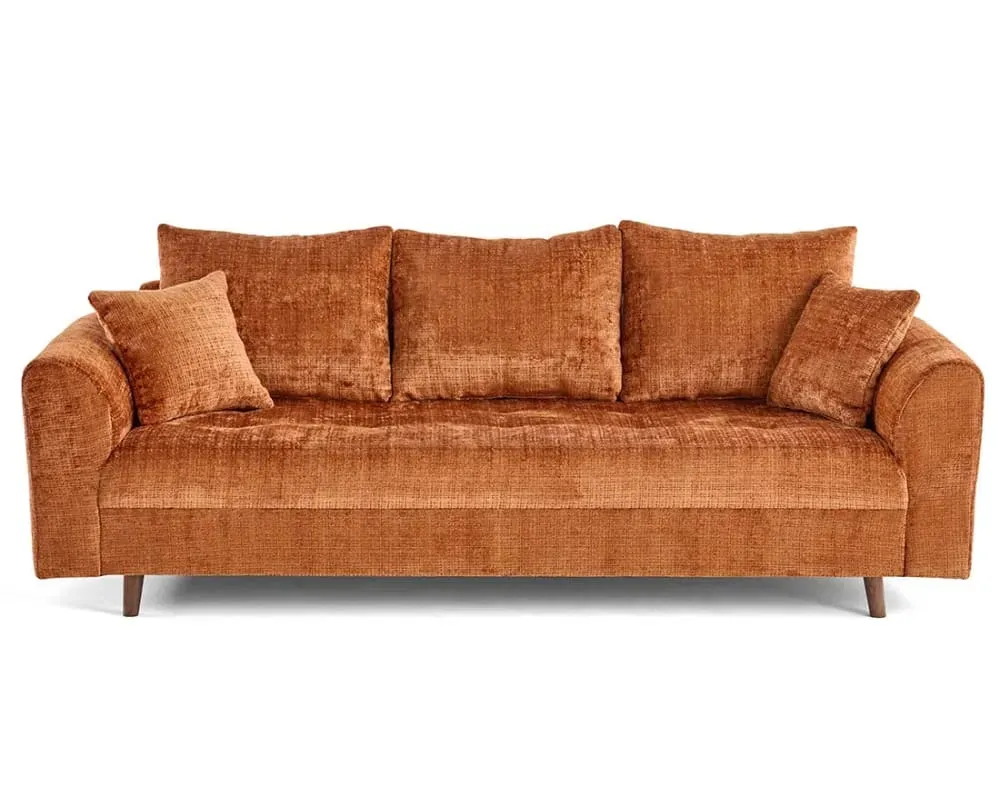 Canapé 3 places en velours texturé rouille