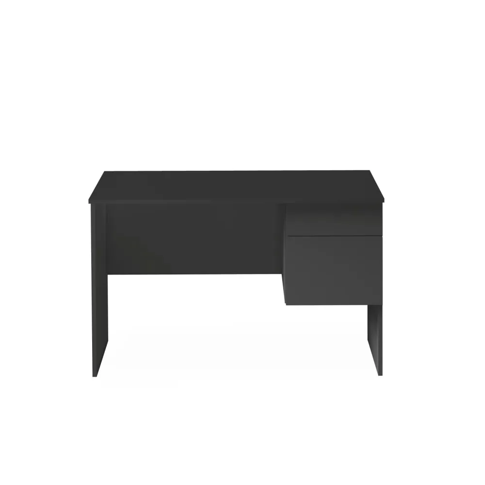 Bureau 1 porte et 1 tiroir 110 cm effet bois anthracite mat
