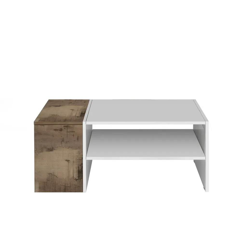 Table basse 1 compartiment 90 cm effet bois blanc et erable pereira