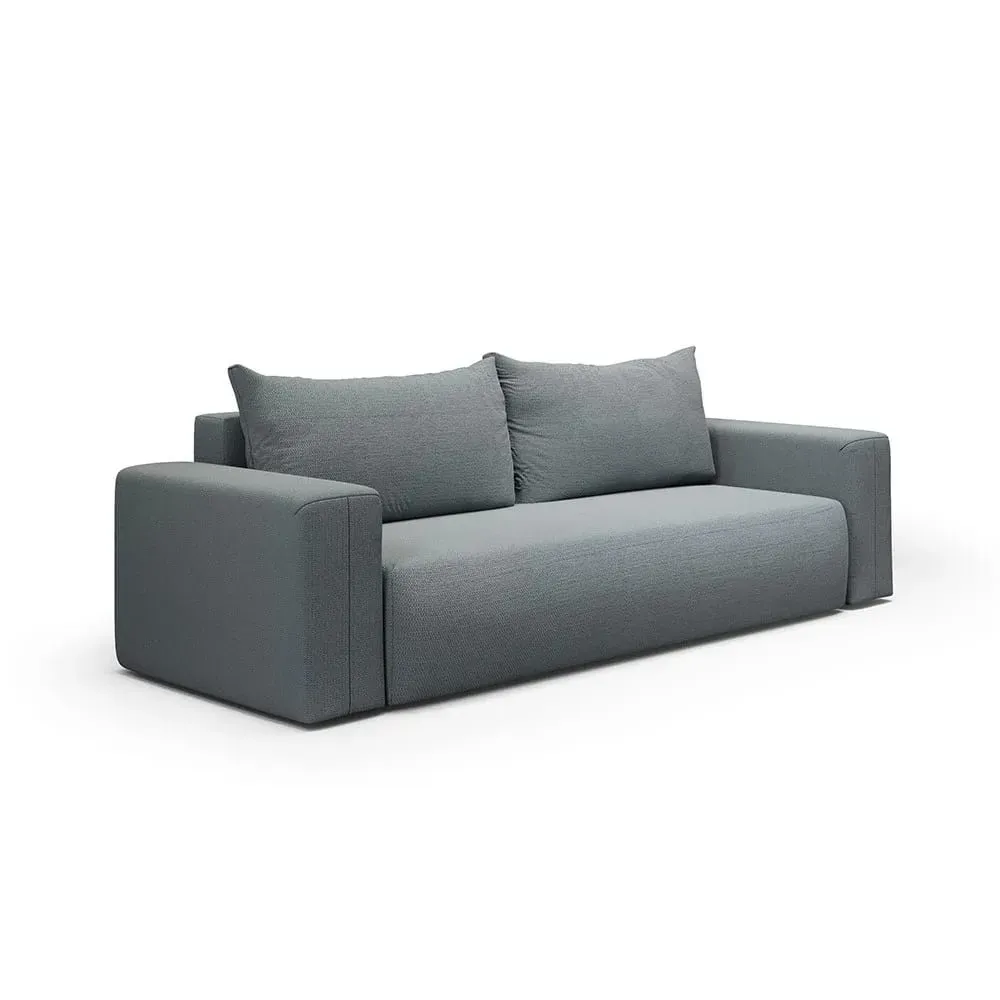 Canapé droit convertible droit 3 places en tissu gris