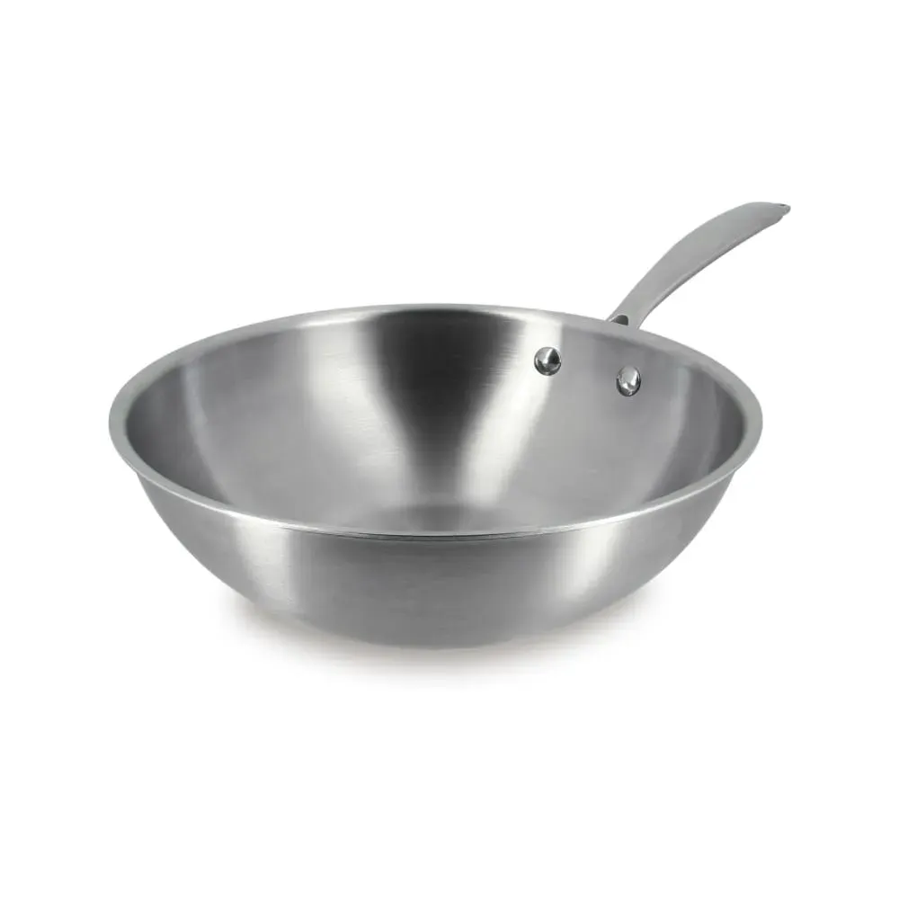 Wok en acier inoxydable 24 cm - fait en France - tous feux
