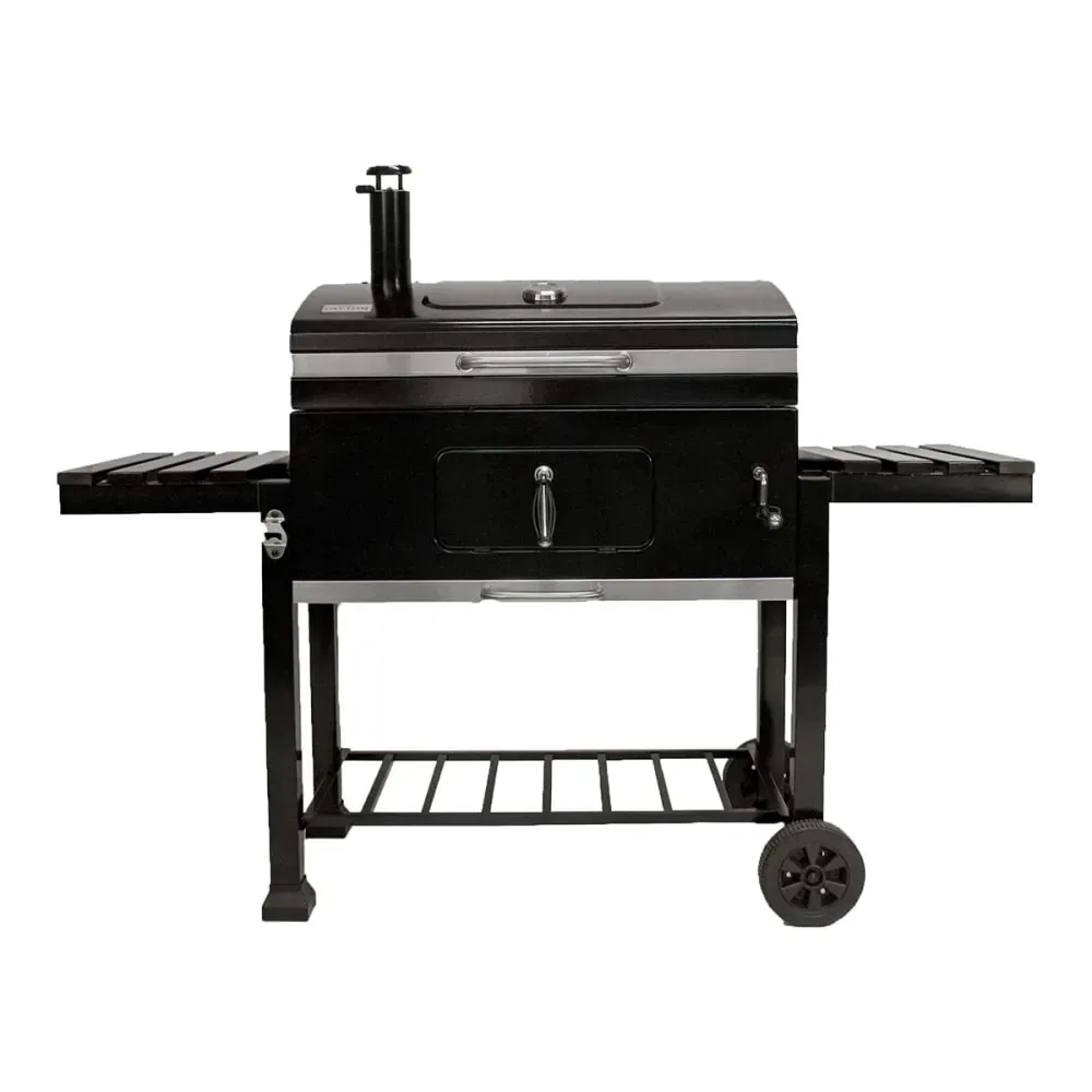 Barbecue à charbon en acier émaillé noir, grille 77cm