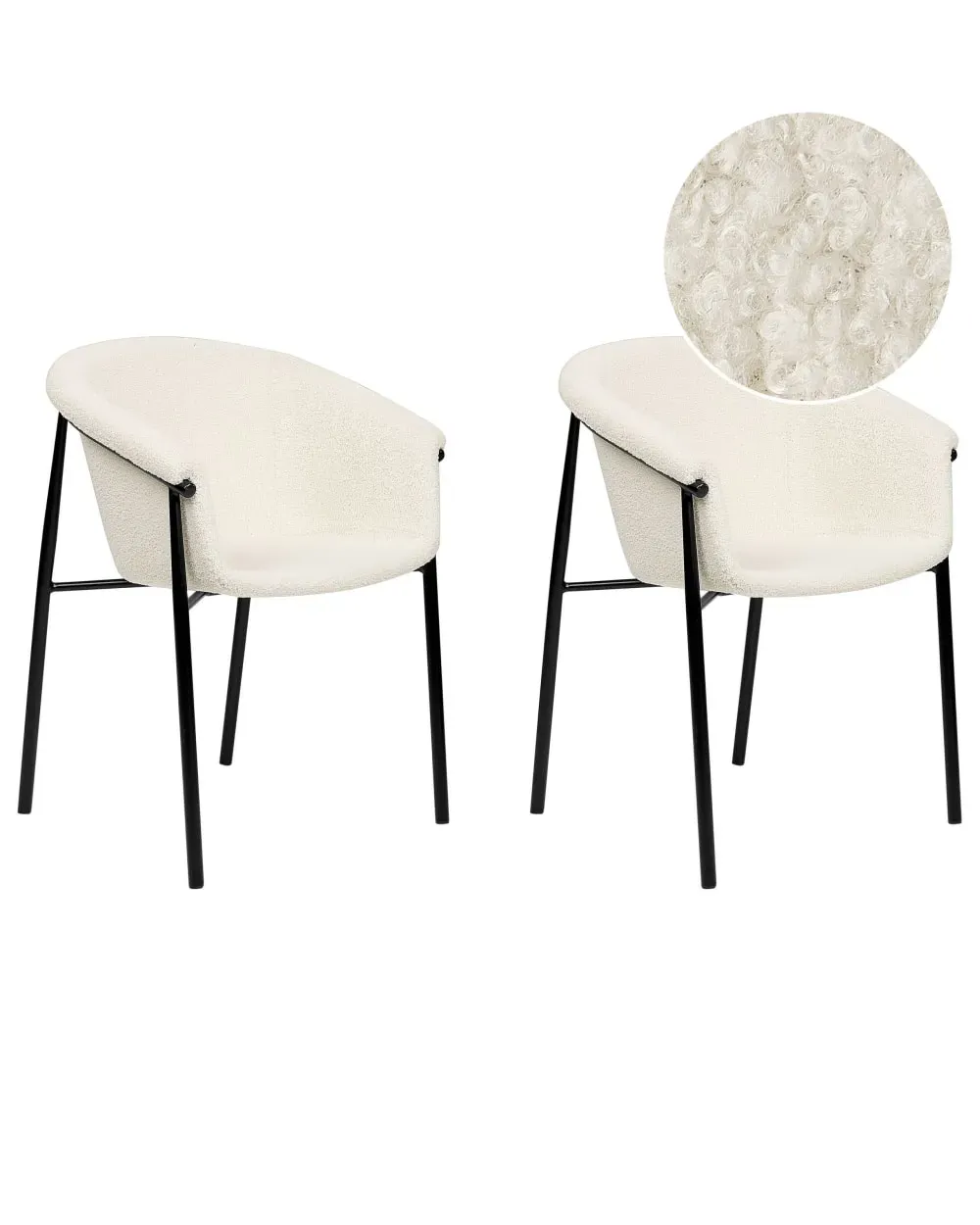 Lot de 2 chaises de salle à manger en tissu blanc 59x80cm