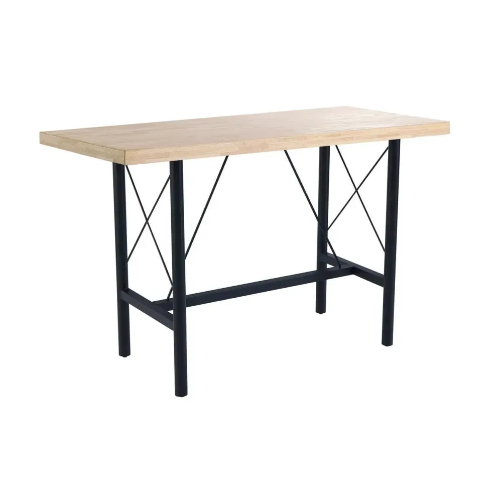 Table haute en bois et acier noir style industriel