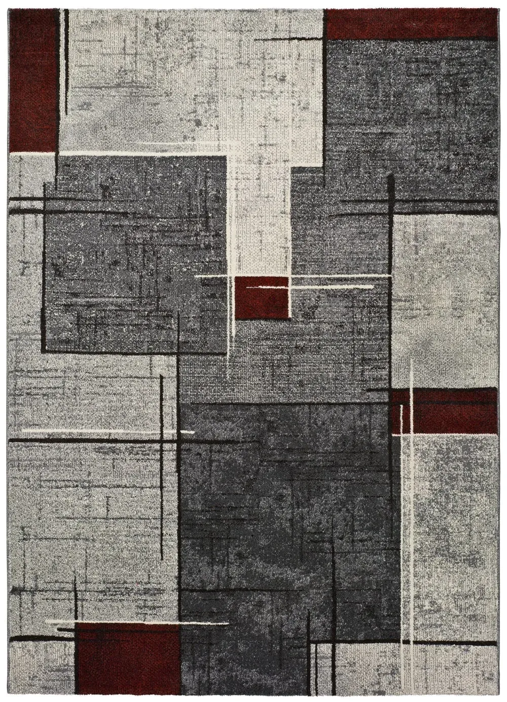 Tapis moderne gris/rouge 160x230 cm