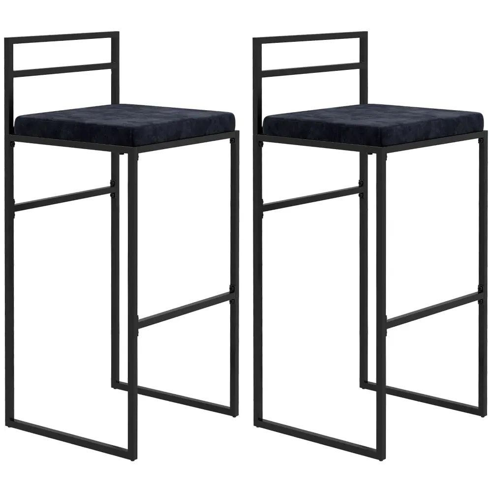 Tabourets de bar hauteur 74 cm structure acier noir