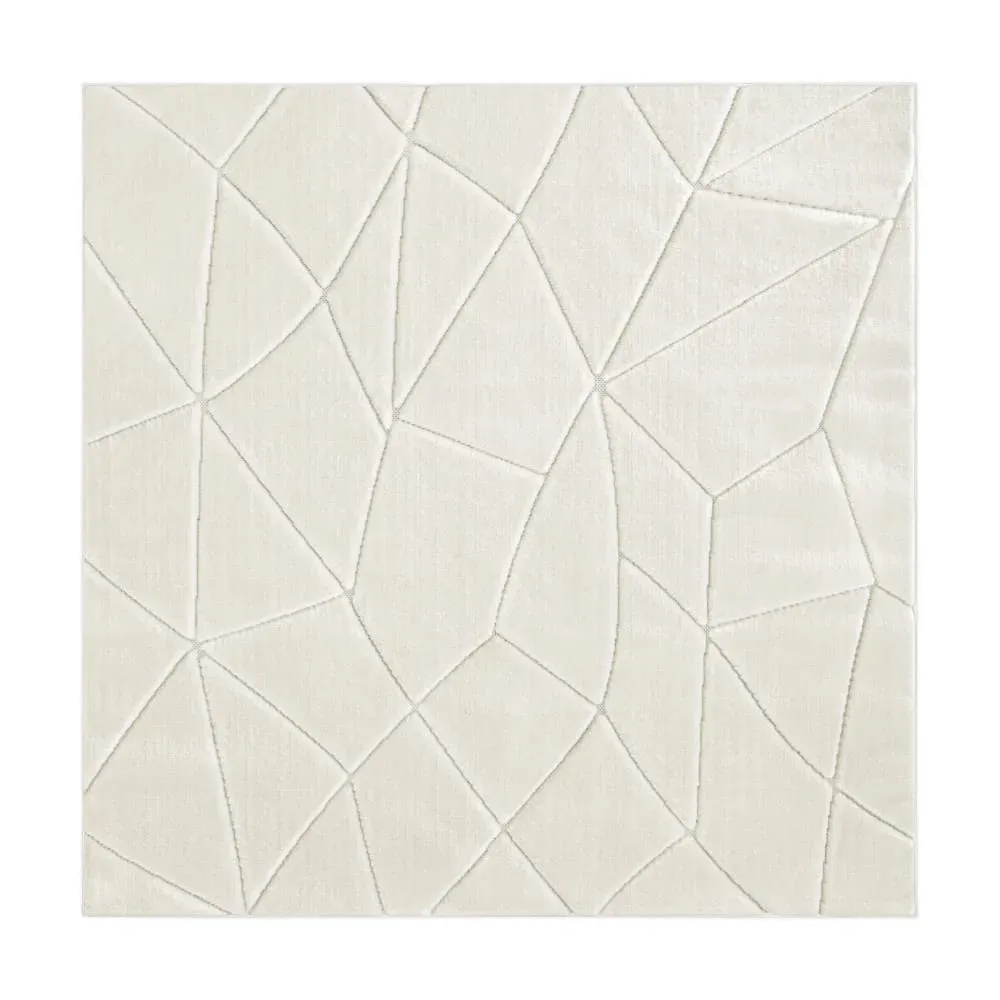 Tapis à relief effet optique blanc cassé 200x200