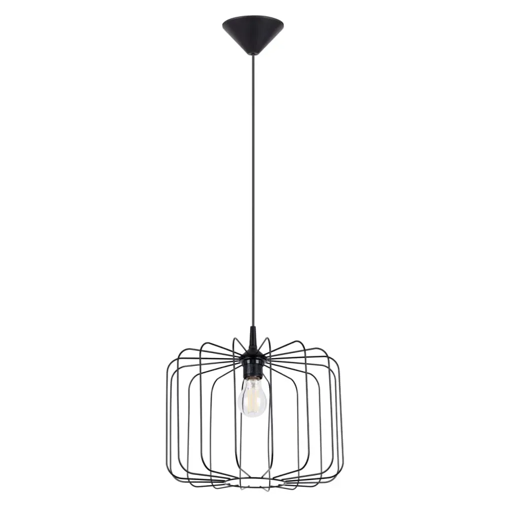 Lampe à suspension acier noir H 91 cm