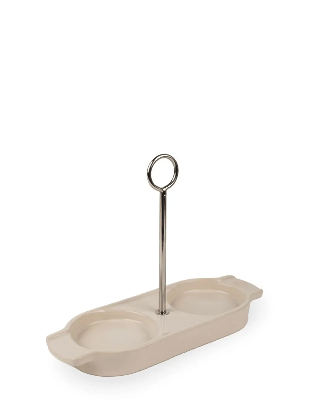 Plateau pour deux moulins, céramique, écru