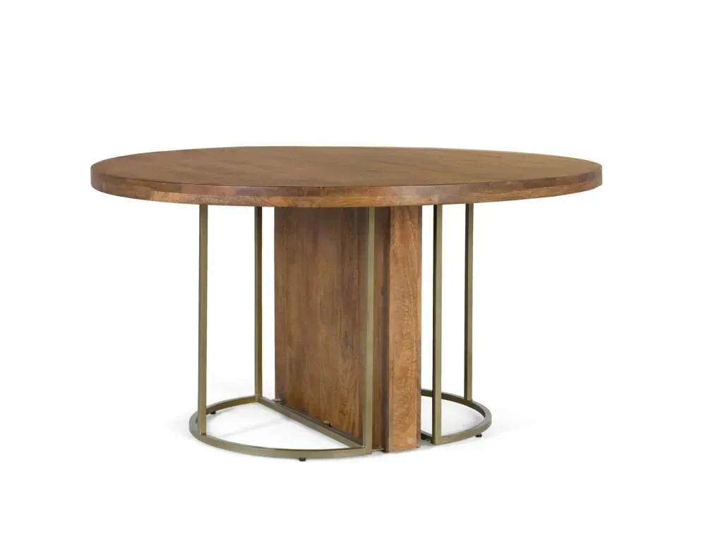 Table à manger ronde en bois de manguier massif 150 cm