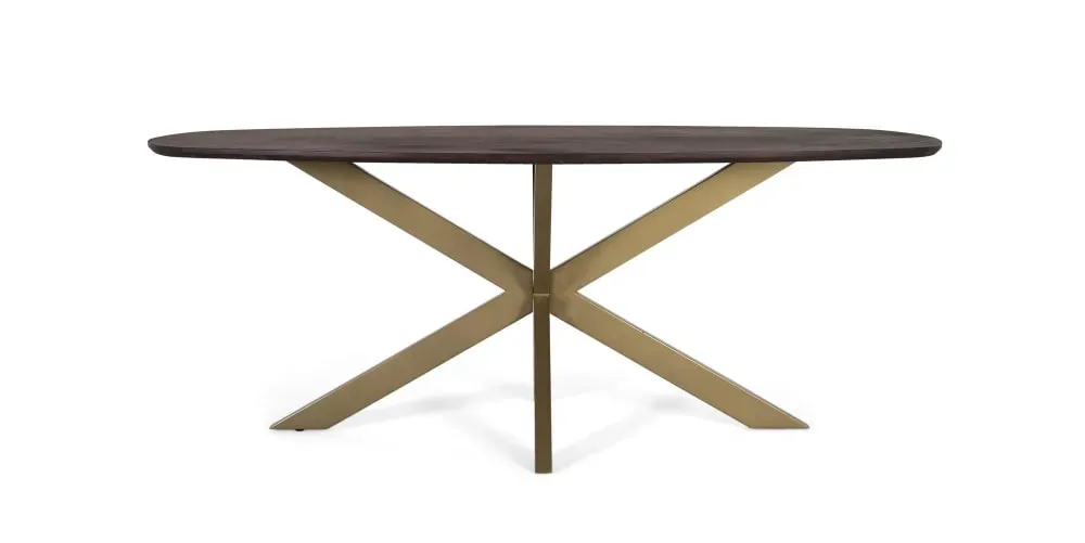 Table à manger ovale en bois d'acacia et pieds en métal 200 cm