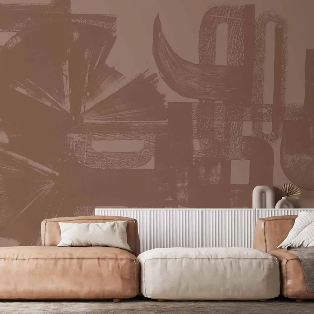 Papier peint panoramique graphique brun 150x250cm