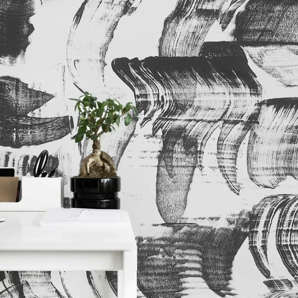 Papier peint panoramique graphique noir 300x250cm