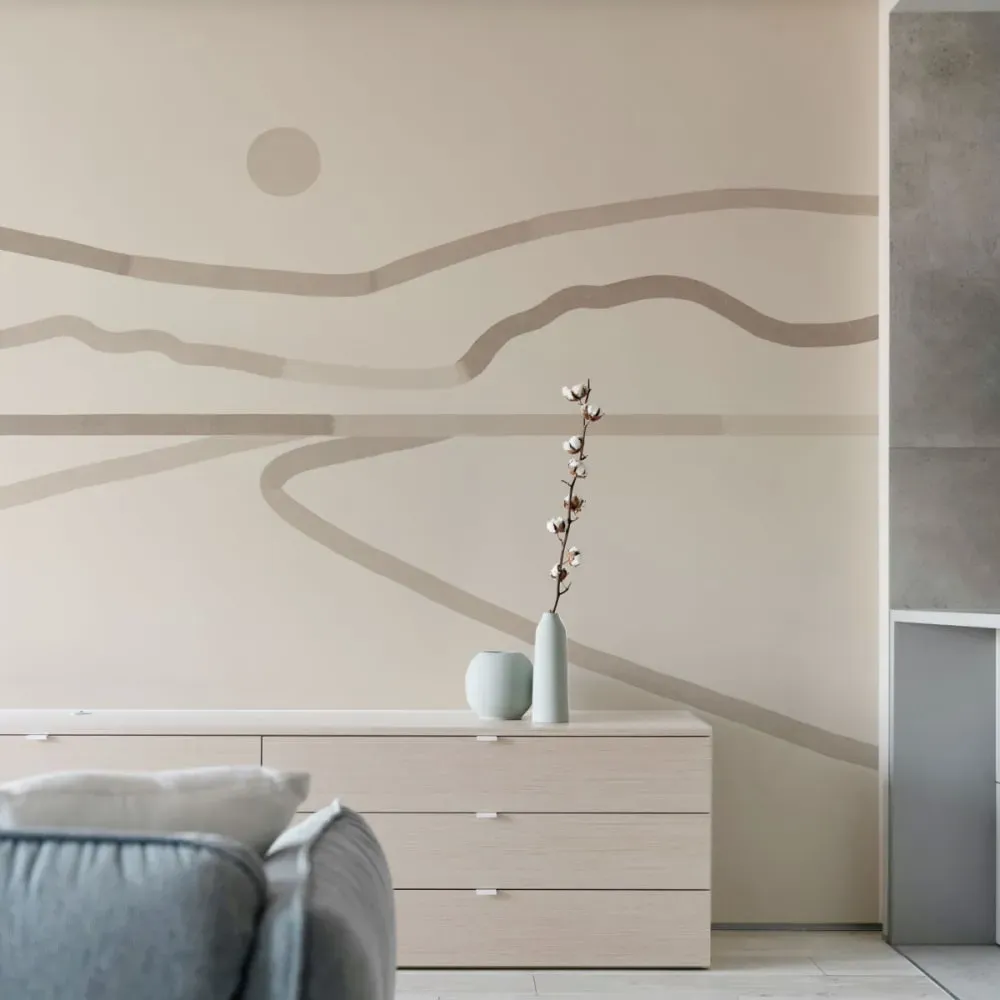 Papier peint panoramique horizon beige 375x250cm