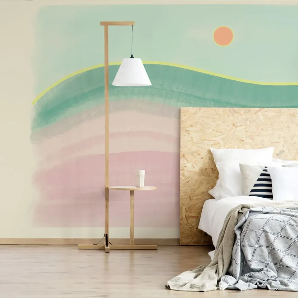 Papier peint panoramique paysage vaporeux couleurs 300x250cm