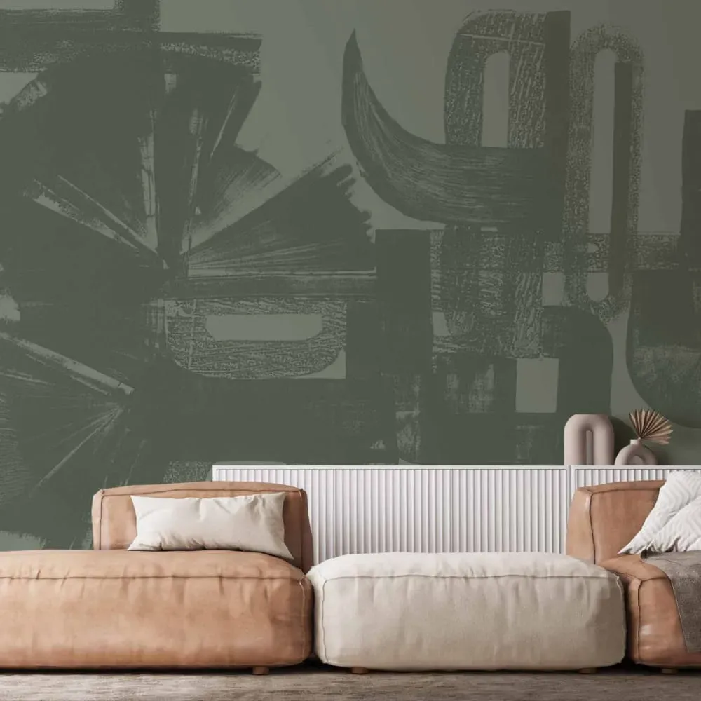 Papier peint panoramique graphique vert clair 150x250cm