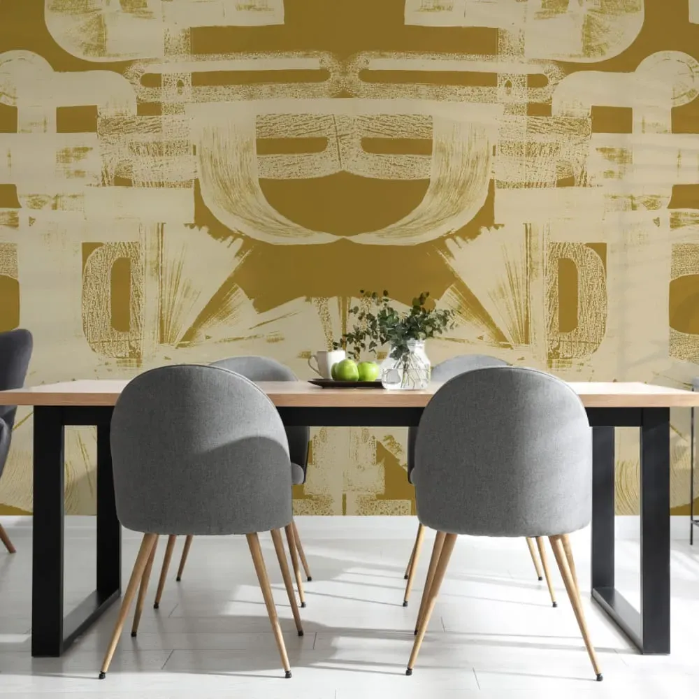 Papier peint panoramique graphique jaune 375x250cm